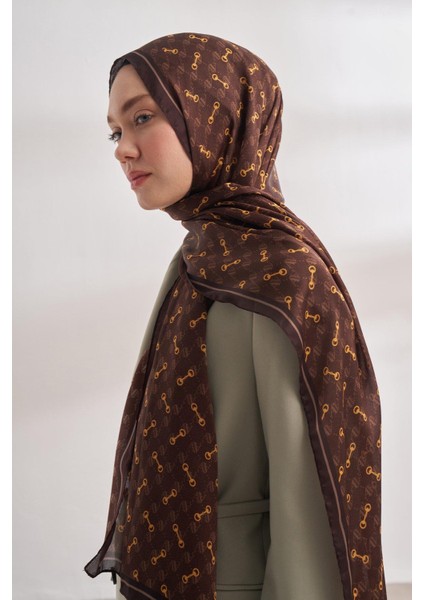 Vual Monogram Desen Şal 3361-ACI Kahve
