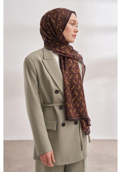 Vual Monogram Desen Şal 3361-ACI Kahve