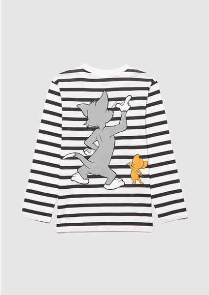 Tom ve Jerry Baskılı Çizgili Tişört 6610324-85308