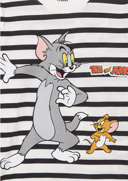 Tom ve Jerry Baskılı Çizgili Tişört 6610324-85308