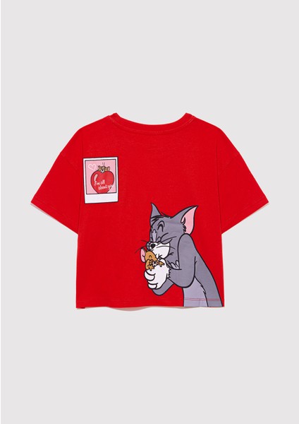 Tom ve Jerry Baskılı Kırmızı Tişört 7610318-70471