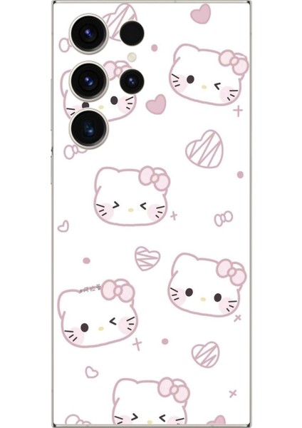 Samsung Galaxy S23 Ultra Uyumlu Şeffaf Kılıf Hello Kitty Tasarımlı