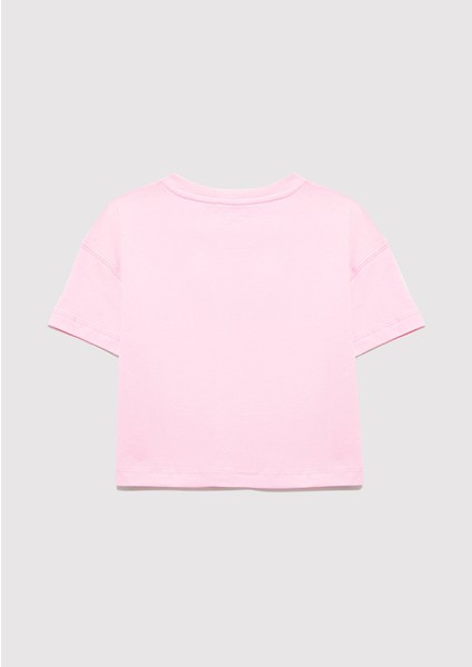Kedi Baskılı Pembe Crop Tişört 7610281-70973