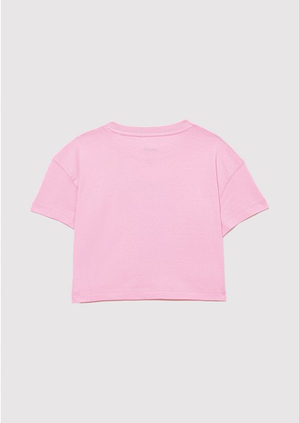 Kedi Baskılı Pembe Crop Tişört 7610281-70973