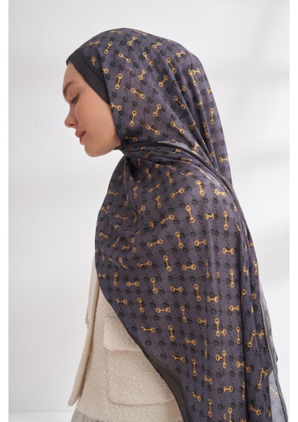 Vual Monogram Desen Şal 3361-ANTRASIT