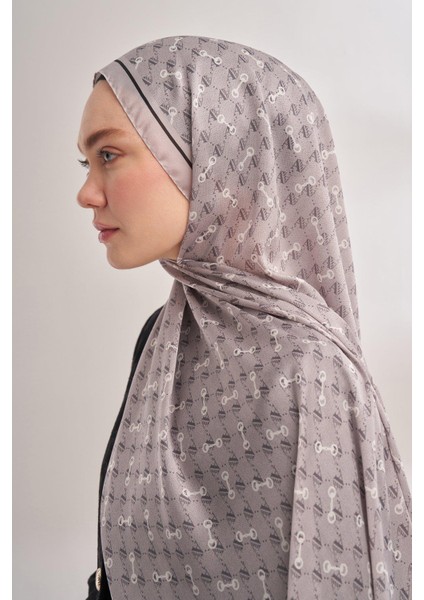 Vual Monogram Desen Şal 3361-AÇIK Gri