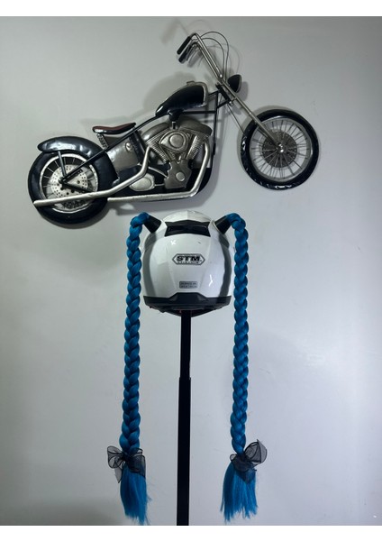 Motor & Motosiklet Kask Dış Aksesuar Çift Petrol Mavi Örgü Saç