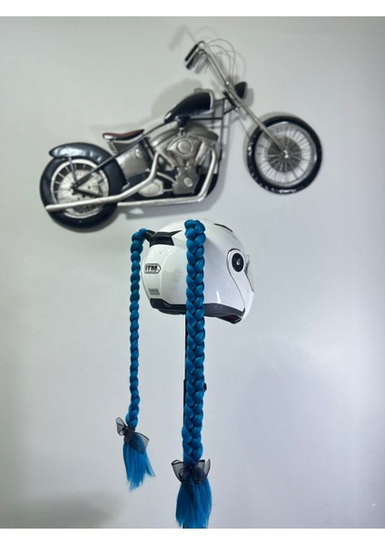 Motor & Motosiklet Kask Dış Aksesuar Çift Petrol Mavi Örgü Saç modelleri