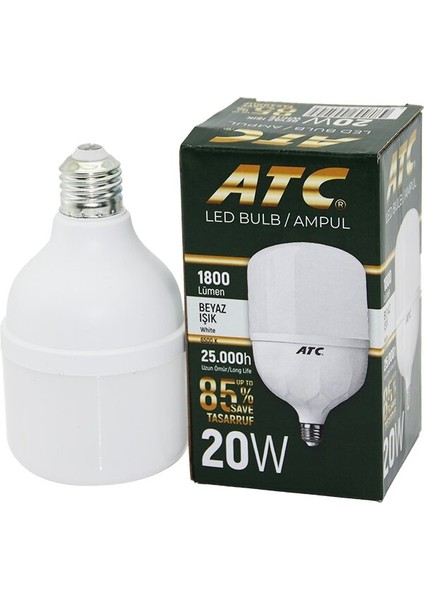 ATC-LW-20W 20W E27 Torch LED Bulb Ampul Beyaz 1800 Lümen - 25.000H