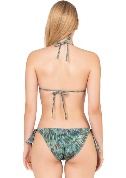 Kadın Üçgen Yarım Dolgulu Simli Bikini Takımı