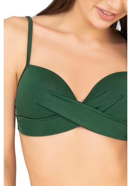 Kadın Destekli Çapraz Detaylı Yeşil Bikini Takımı fırsatları