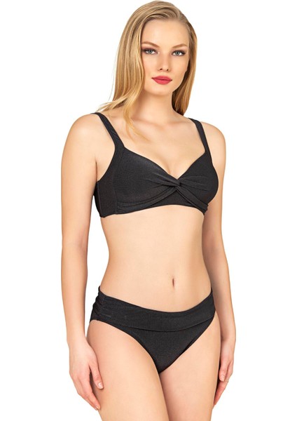 Kadın Toparlayıcı Bağlama Detaylı Siyah Bikini Takımı modelleri