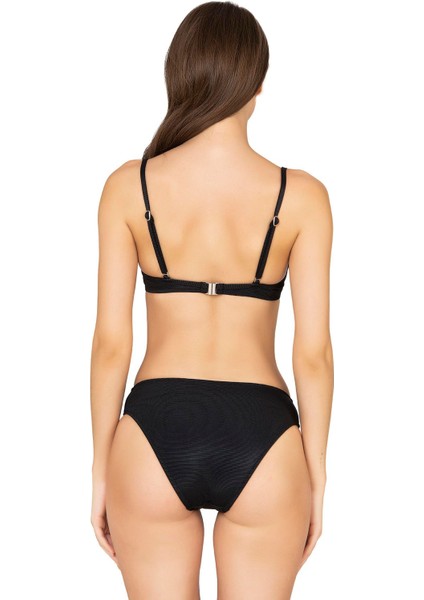 Kadın Destekli Dokulu Siyah Bikini Takımı modelleri