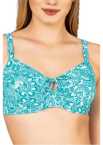 Kadın Balenli Destekli Şal Desen Yüksek Bel Bikini Takımı fiyatları