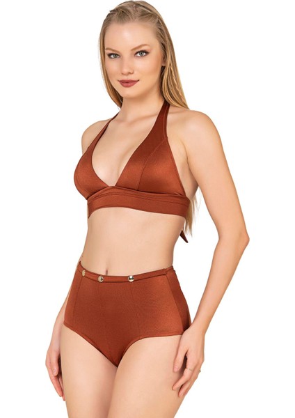 Kadın Aksesuarlı Yüksek Bel Toparlayıcı Kiremit Mayo