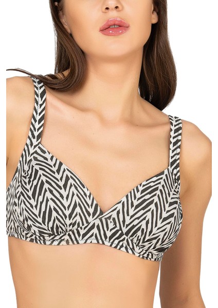 Kadın Zigzag Desenli Bağlama Detaylı Toparlayıcı Bikini Takımı indirimleri