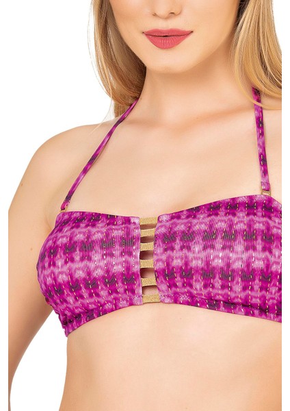 Kadın Pembe Parıltılı Straplez Ip Detaylı Bikini Takımı indirimleri