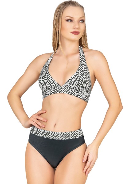 Kadın Zigzag Desenli Toparlayıcı Bikini Takımı