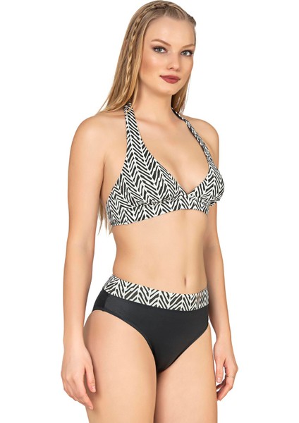 Kadın Zigzag Desenli Toparlayıcı Bikini Takımı