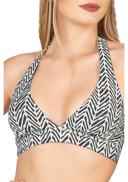 Kadın Zigzag Desenli Toparlayıcı Bikini Takımı