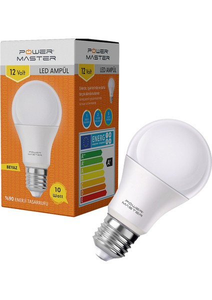 PMLED-12V E27 850LMN 10 Watt 12 Volt 6500K Beyaz LED Ampul