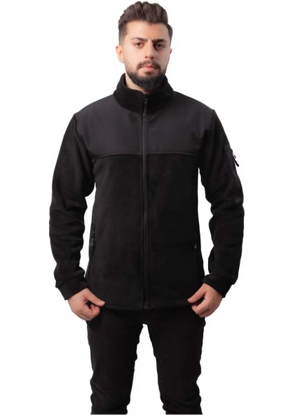 Drop Giyim Softshell Robalı Polar Ceket Siyah