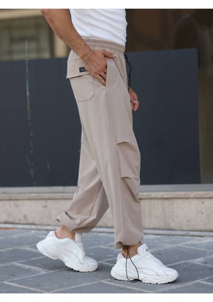 Erkek Yazlık Kumaş Baggy Ayarlanabilir Paça Beli Lastikli Paraşüt Pantolon fırsatları