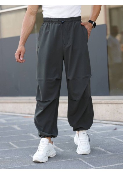 Erkek Yazlık Kumaş Baggy Ayarlanabilir Paça Beli Lastikli Paraşüt Pantolon