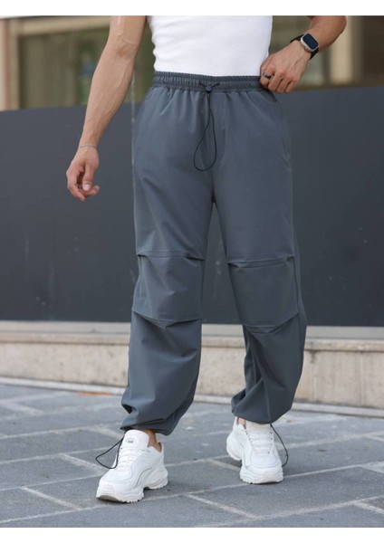 Erkek Yazlık Kumaş Baggy Ayarlanabilir Paça Beli Lastikli Paraşüt Pantolon