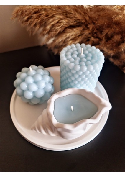 4'lü Baloncuk Mum Set - Mavi Mum (16 cm Sunum Tepsisi) & Hediyelik Mum Set indirimleri