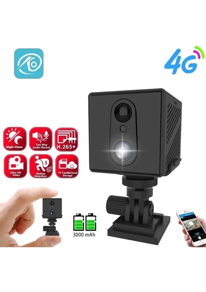 3036 4g Mini Akıllı Kamera Sesli Gece Görüş İnsan Algılama Dahili Batarya O-Kam Pro Türkçe App