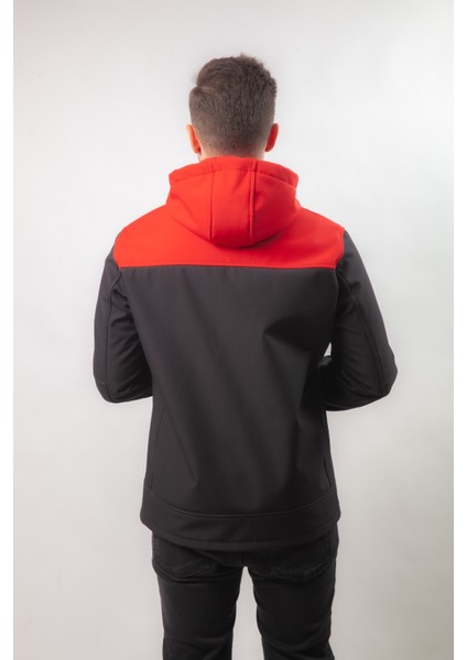 Drop Giyim Premium Robalı Softshell Mont Siyah Füme