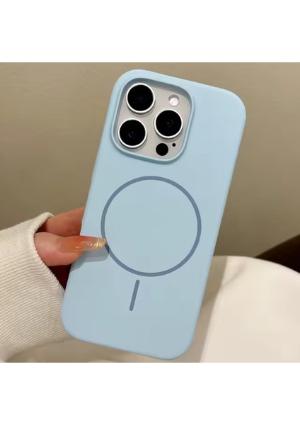 iPhone 13 - 14 Magsafe Yumuşak Silikon Kılıf Lansman İçi Kadife Dokulu Kablosuz Şarj Destekli Lila