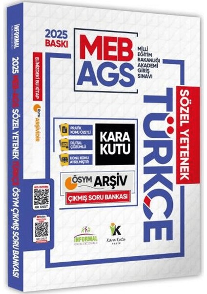 2025 Meb-Ags Türkçenin Kara Kutusu Tek Kitap Ösym Çıkmış Soru Bankası Konu Özetli Video / Pdf Çözümlü