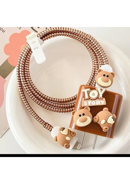 Kahve Ayıcık Toys Iphone 18/20/22 W Şarj Aleti Adaptörü ve Kablosu Koruma Seti