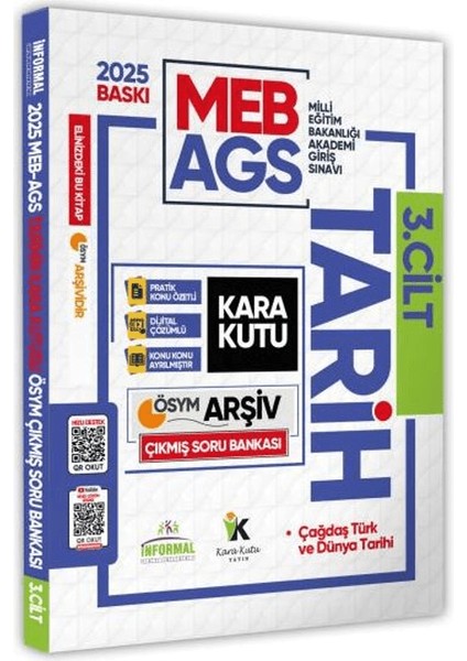 2025 Meb-Ags Tarih Kara Kutusu 3.cilt Ösym Çıkmış Soru Havuzu Bankası Konu Özetli Video / Pdf Çözümlü