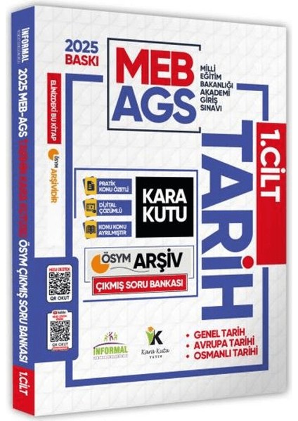 2025 Meb-Ags Tarih Kara Kutusu 1. Cilt Ösym Çıkmış Soru Havuzu Bankası Konu Özetli Video / Pdf Çözümlü
