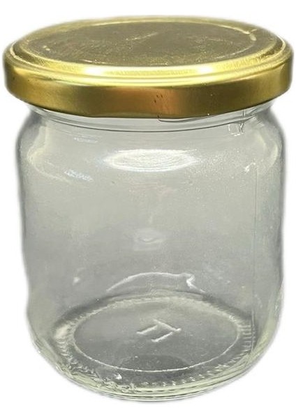 210 ml Şeffaf Cam Konserve Kavanozu Gold Kapaklı, 12 Adet