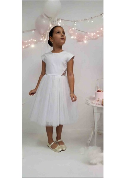 Kız Çocuk Beyaz Balo Abiye Elbise First Communion Dress Girl Wedding Dress Düğün