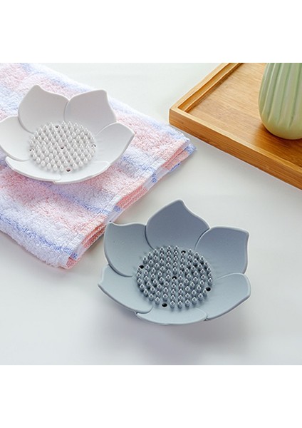 Lotus Desenli Sabunluk, Su Giderli Sabunluk,lotus Desenli Sabun ve Sünger Tutacağı Silikon 5 Adet