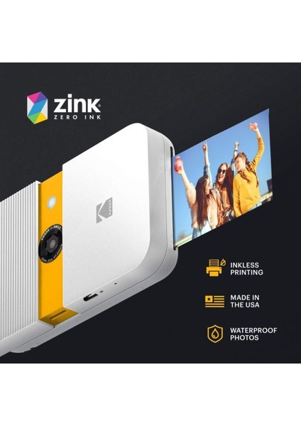 Dijital Anında Fotoğraf Makinesi: Zınk Yazıcılı, 10 Mp, LCD Ekran - Beyaz/sarı indirimleri