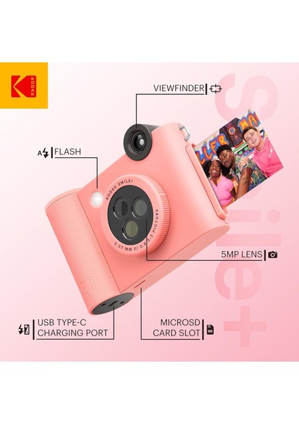 Smile+ Kablosuz Dijital Anlık Fotoğraf Makinesi Efektli Objektifli, 5x3 Inç Çinko Fotoğraf Baskısı fiyatları