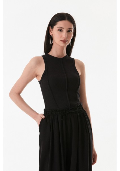 Fitilli Halter Yaka Dikişli Crop Body