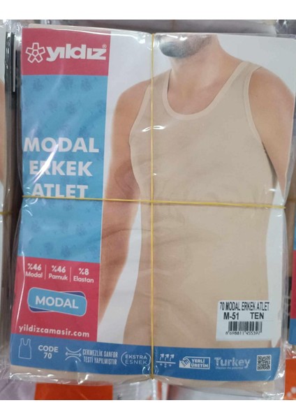 Erkek Modal Likralı Ten Rengi Askılı Atlet 70 - 3 Adet