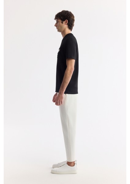 Erkek Siyah Bisiklet Yaka Baskılı Bi-Stretch İnterlok Regular Fit T-Shirt A51Y1002 modelleri