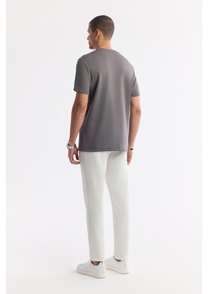 Erkek Antrasit Bisiklet Yaka Enjeksiyon Baskılı İnterlok T-Shirt A51Y1072