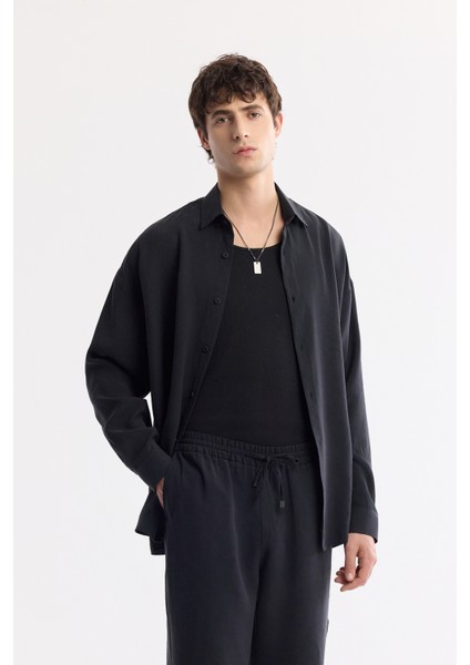 Erkek Siyah Relaxed Fit Beli Lastikli Bağcıklı Soft Touch Pantolon A51Y3031