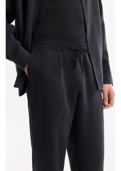 Erkek Siyah Relaxed Fit Beli Lastikli Bağcıklı Soft Touch Pantolon A51Y3031