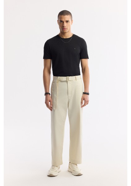 Erkek Bej Klasik Bel Ekstra Kemerli Sardes Baggy Fit Pantolon A51Y3027