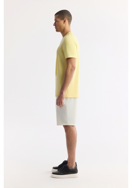 Erkek Sarı Bisiklet Yaka Enjeksiyon Baskılı İnterlok T-Shirt A51Y1072